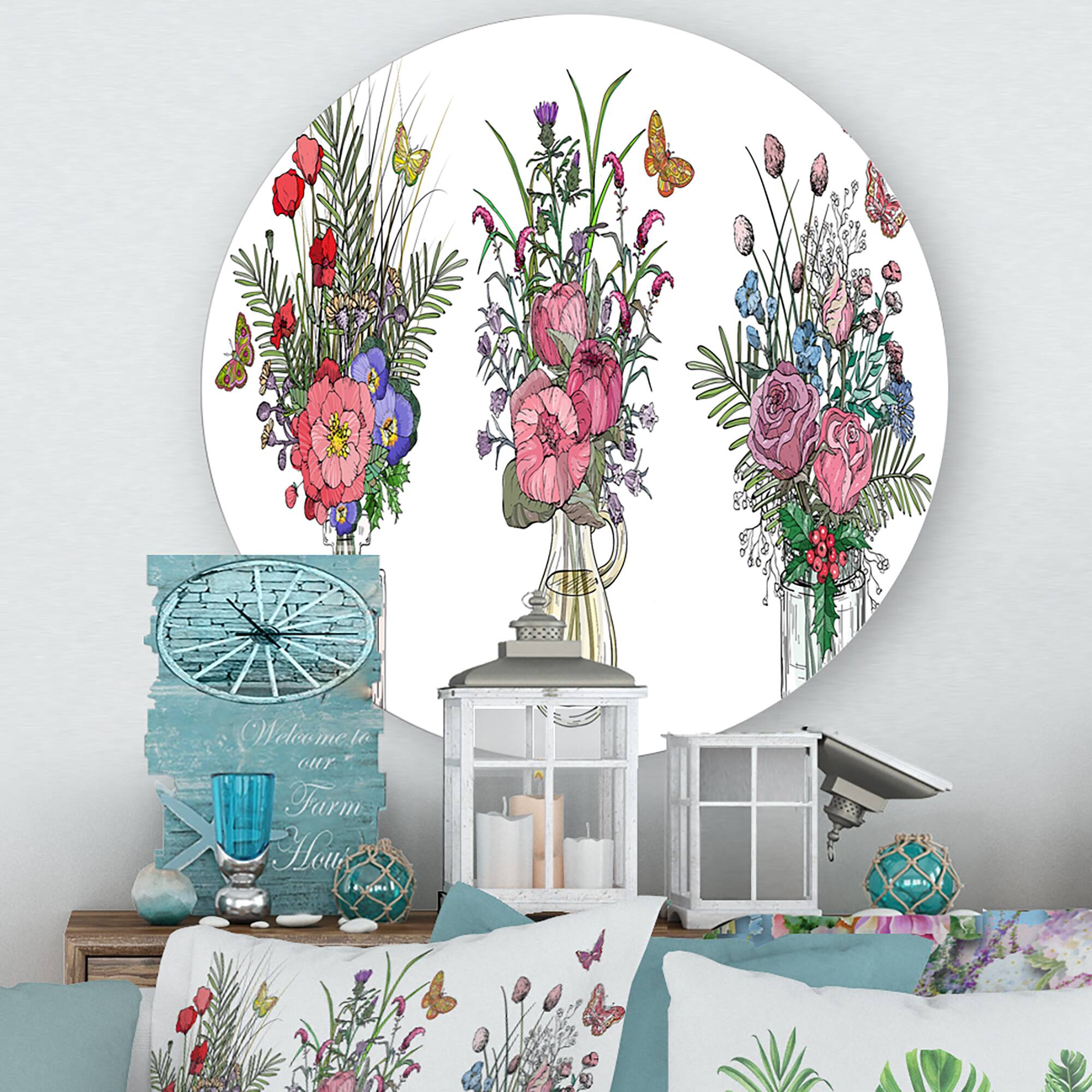 Designart - Bouquets Of Wildflowers In Transparent Vases II